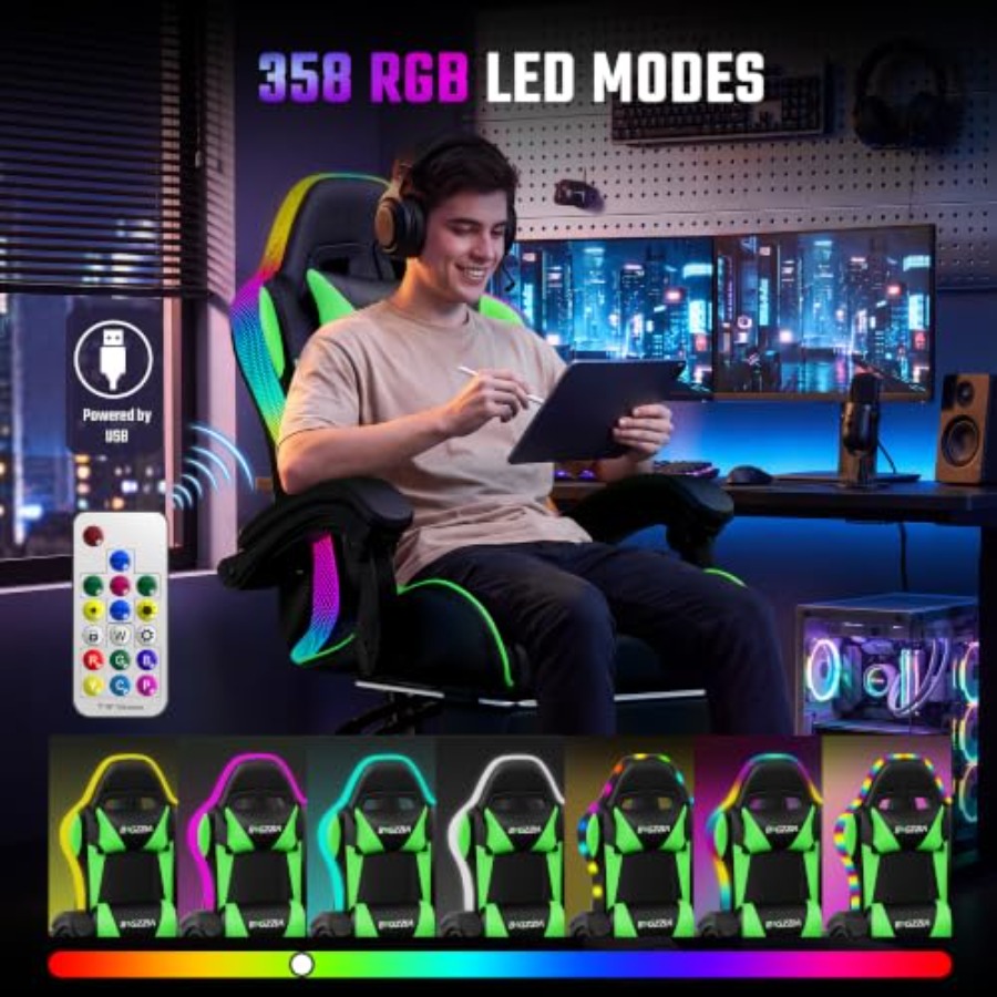RGB gaming chair with footrest - đánh giá và giá Kids & Toys Expo Saudi Arabia